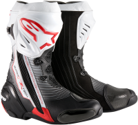 ALPINESTARS SUPERTECH R BOOTS STECH R BK/RD/WT EURO SIZE 44 / USA SIZE 9.5