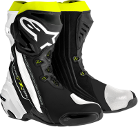 ALPINESTARS SUPERTECH R BOOTS STECH R BK/WT/YL EURO SIZE 41 / USA SIZE 7.5